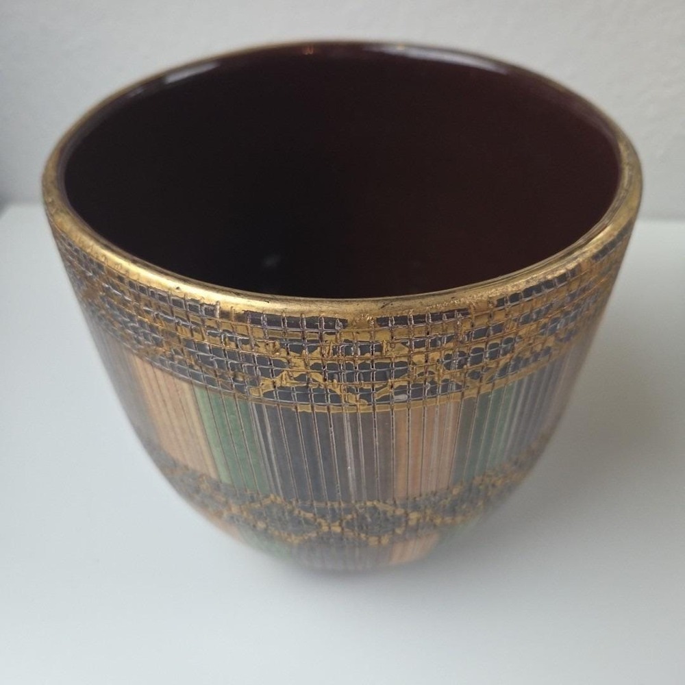 VTG Bitossi Seta Italian Ceramic Planter Pot Earthy Hues 5.75" Tall x 6.5" Wide - Picture 11 of 16